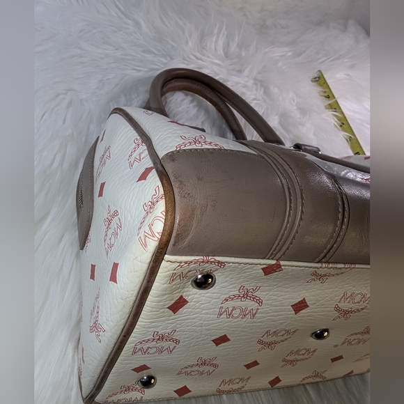 MCM Boston Bag White Pink Beige - Picture 9 of 16